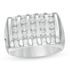 Thumbnail Image 0 of Previously Owned - Men's 1-1/2 CT. T.W. Diamond Rectangle Top Linear Five Row Ring in 10K White Gold