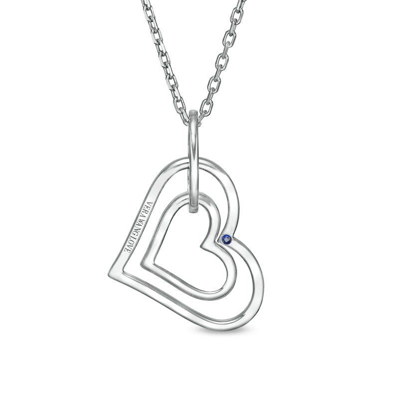 Previously Owned - Vera Wang Love Collection 1/6 CT. T.W. Diamond Interlocking Heart Necklace in Sterling Silver - 19"