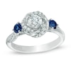 Thumbnail Image 1 of Previously Owned - Vera Wang Love Collection 5/8 CT. T.W. Diamond and Blue Sapphire Engagement Ring in 14K White Gold