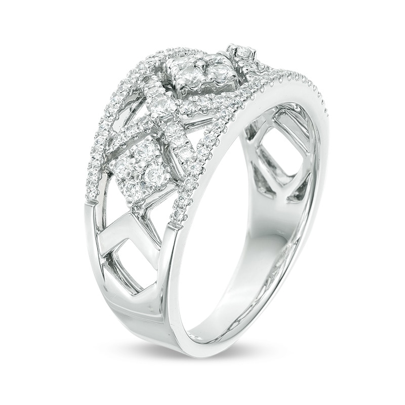 Main Image 2 of Previously Owned - 1/2 CT. T.W. Diamond Geometric Ring in 10K White Gold