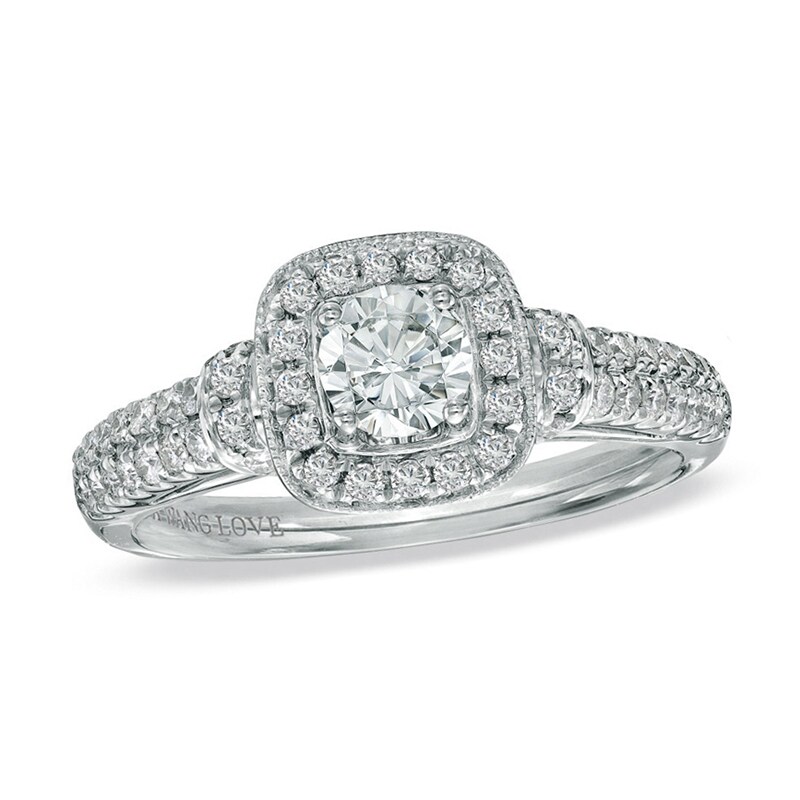 Main Image 1 of Previously Owned - Vera Wang Love Collection 3/4 CT. T.W. Diamond Frame Engagement Ring in 14K White Gold