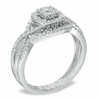 Thumbnail Image 2 of Previously Owned 1/2 CT. T.W. Diamond Cluster Twist Shank Soldered Bridal Set in 10K White Gold