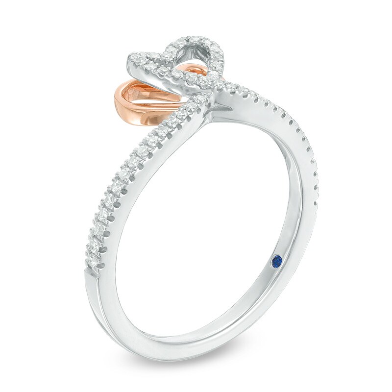 Main Image 2 of Previously Owned - The Kindred Heart from Vera Wang Love Collection Diamond Ring in Sterling Silver and 14K Rose Gold