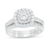 Thumbnail Image 1 of Previously Owned - 1 CT. T.W. Diamond Double Cushion Frame Bridal Set in 14K White Gold