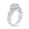 Thumbnail Image 3 of Previously Owned - 1-1/2 CT. T.W. Princess-Cut Diamond Three Stone Frame Twist Bridal Set in 10K White Gold