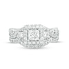 Thumbnail Image 4 of Previously Owned - 1-1/2 CT. T.W. Princess-Cut Diamond Three Stone Frame Twist Bridal Set in 10K White Gold
