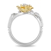 Thumbnail Image 3 of Previously Owned - Enchanted Disney Tiana 1/10 CT. T.W. Diamond Water Lily Swirl Ring in Sterling Silver and 10K Gold