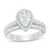 Thumbnail Image 0 of Previously Owned - 1 CT. T.W. Composite Diamond Pear-Shaped Frame Bridal Set in 14K White Gold