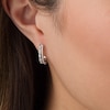 Previously Owned - 1/4 CT. T.W. Diamond Double Hoop Earrings in 10K White Gold