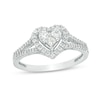 Thumbnail Image 1 of Previously Owned - 1/2 CT. T.W. Princess-Cut and Round Diamond Heart Frame Ring in 10K White Gold