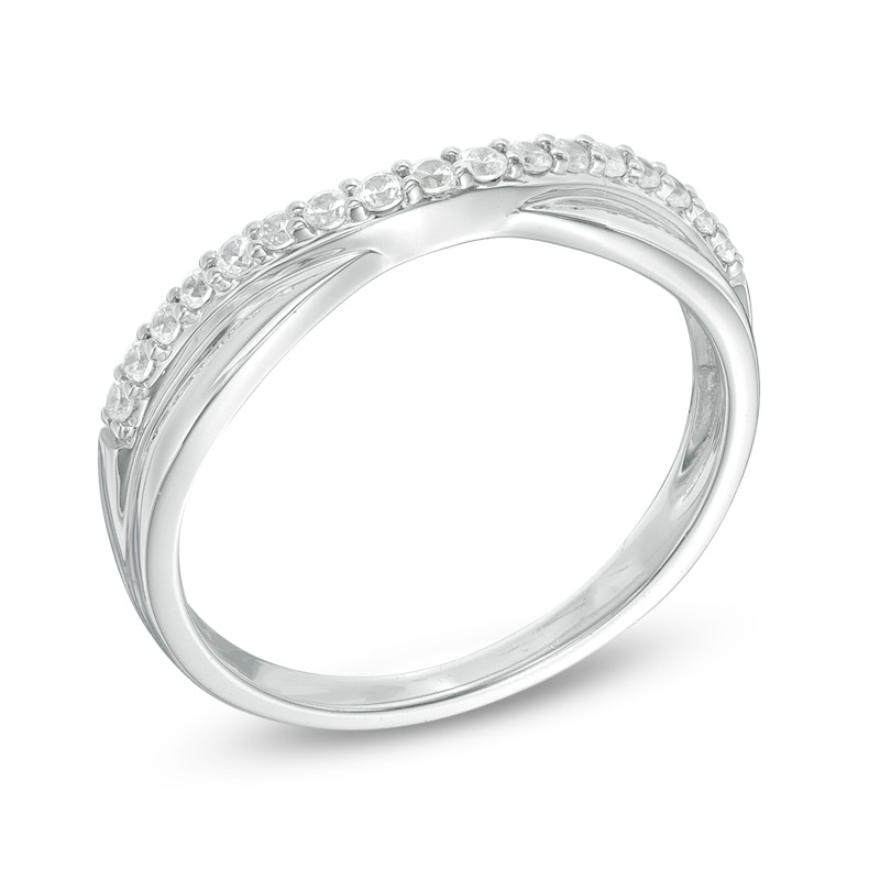 Main Image 2 of Previously Owned - 1/5 CT. T.W. Diamond Twist Contour Band in 14K White Gold