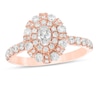 Thumbnail Image 1 of Previously Owned - 1 CT. T.W. Oval Diamond Double Frame Art Deco Engagement Ring in 14K Rose Gold