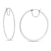 Thumbnail Image 1 of Previously Owned - 1/2 CT. T.W. Baguette and Round Diamond Alternating Hoop Earrings in 10K White Gold