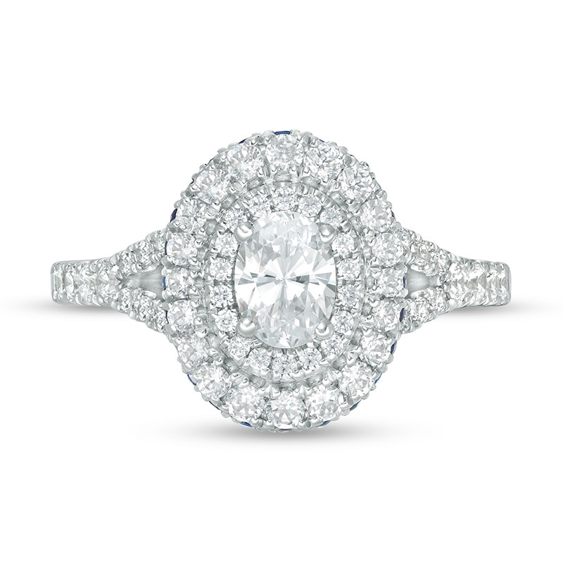 Main Image 4 of Previously Owned - Vera Wang Love Collection 1-1/5 CT. T.W. Oval Diamond Frame Engagement Ring in 14K White Gold
