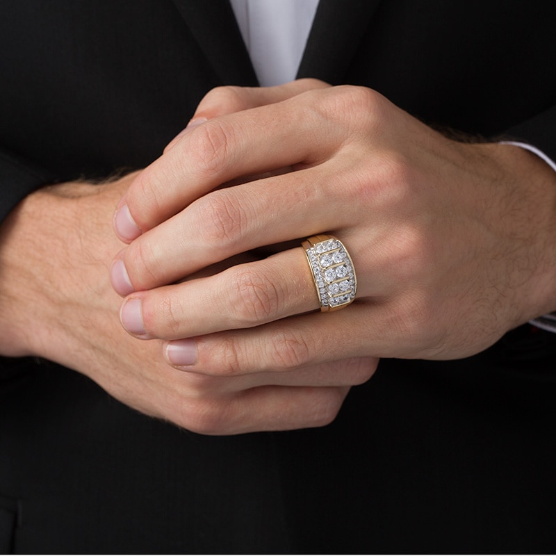 Main Image 2 of Previously Owned - 2 CT. T.W. Champagne Diamond Multi-Row Column Ring in 10K Gold