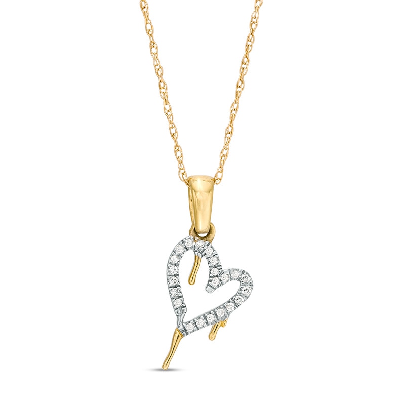 Main Image 1 of Previously Owned - 1/20 CT. T.W. Diamond Tilted Dripping Heart Pendant in 10K Gold