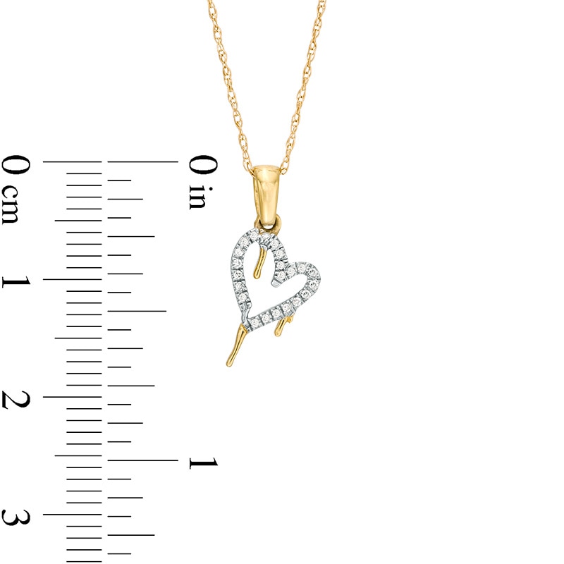 Main Image 3 of Previously Owned - 1/20 CT. T.W. Diamond Tilted Dripping Heart Pendant in 10K Gold