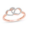 Thumbnail Image 1 of Previously Owned - 1/10 CT. T.W. Diamond Double Heart Ring in 10K Rose Gold