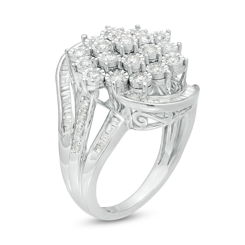 Main Image 2 of Previously Owned - 1 CT. T.W. Composite Diamond Bypass Ring in Sterling Silver