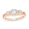 Thumbnail Image 1 of Previously Owned - 1/4 CT. T.W. Diamond Past Present Future® Frame Twist Engagement Ring in 10K Rose Gold