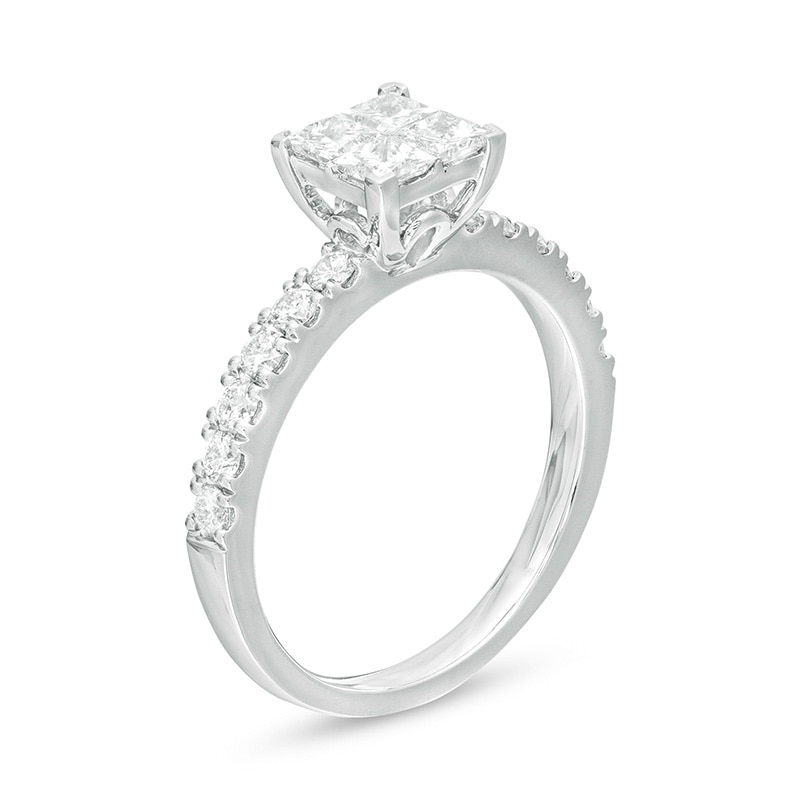 Previously Owned - 1 CT. T.W. Quad Princess-Cut Diamond Engagement Ring in 14K White Gold