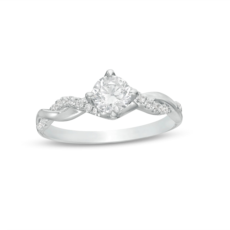 Previously Owned - 1/2 CT. T.W. Diamond Twist Shank Engagement Ring in 14K White Gold