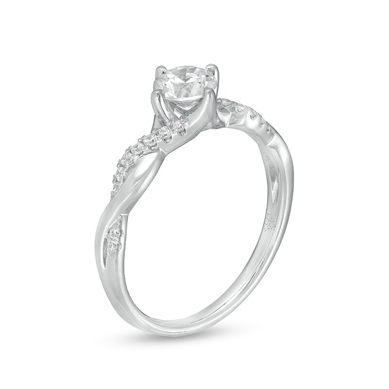 Previously Owned - 1/2 CT. T.W. Diamond Twist Shank Engagement Ring in 14K White Gold