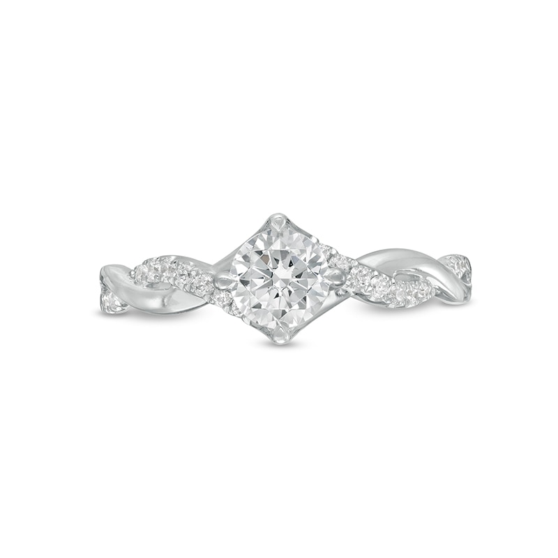 Previously Owned - 1/2 CT. T.W. Diamond Twist Shank Engagement Ring in 14K White Gold
