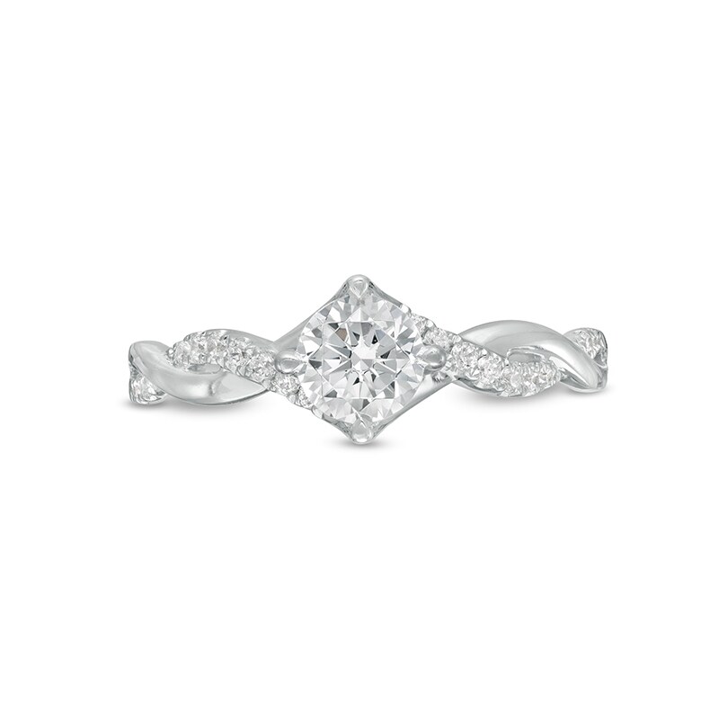 Main Image 4 of Previously Owned - 1/2 CT. T.W. Diamond Twist Shank Engagement Ring in 14K White Gold