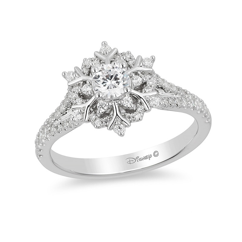 Previously Owned - Enchanted Disney Elsa 5/8 CT. T.W. Diamond Snowflake Engagement Ring in 14K White Gold