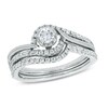 Thumbnail Image 1 of Previously Owned - 1/2 CT. T.W. Diamond Milgrain Swirl Frame Bridal Set in 10K White Gold