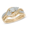Thumbnail Image 0 of Previously Owned - 5/8 CT. T.W. Diamond Tri-Sides Bridal Set in 10K Gold