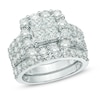 Thumbnail Image 0 of Previously Owned - 4 CT. T.W. Quad Princess-Cut Diamond Frame Bridal Set in 14K White Gold