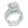Thumbnail Image 1 of Previously Owned - 4 CT. T.W. Quad Princess-Cut Diamond Frame Bridal Set in 14K White Gold