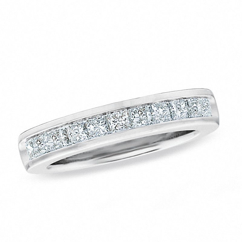 Previously Owned - Celebration Lux® 1/2 CT. T.W. Princess-Cut Diamond Channel Band in 18K White Gold (I/SI2)