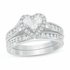 Thumbnail Image 0 of Previously Owned - 3/4 CT. T.W. Diamond Heart Bridal Set in 14K White Gold