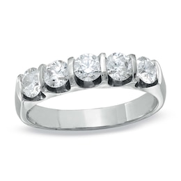 Previously Owned - 1 CT. T.W. Diamond Five Stone Bar Band in 14K White Gold