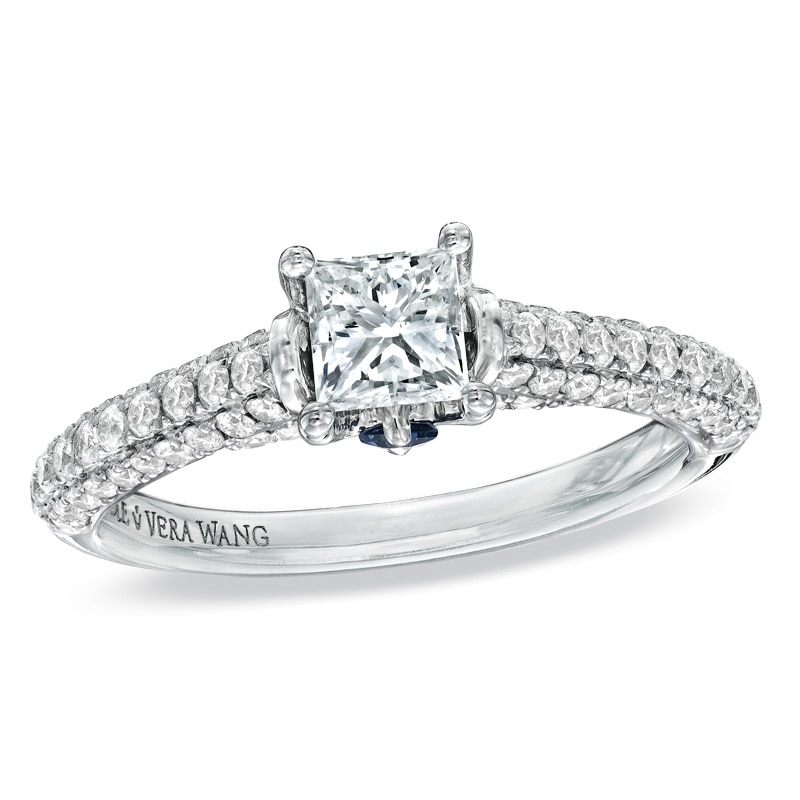 Main Image 1 of Previously Owned - Vera Wang Love Collection 1 CT. T.W. Princess-Cut Diamond Engagement Ring in 14K White Gold