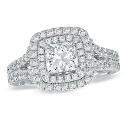 Previously Owned - Vera Wang Love Collection 2-1/5 CT. T.W. Princess-Cut Diamond Frame Engagement Ring in 14K White Gold