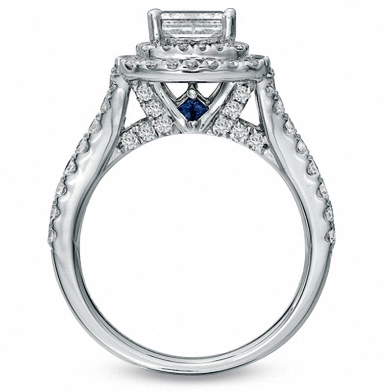 Main Image 2 of Previously Owned - Vera Wang Love Collection 2-1/5 CT. T.W. Princess-Cut Diamond Frame Engagement Ring in 14K White Gold