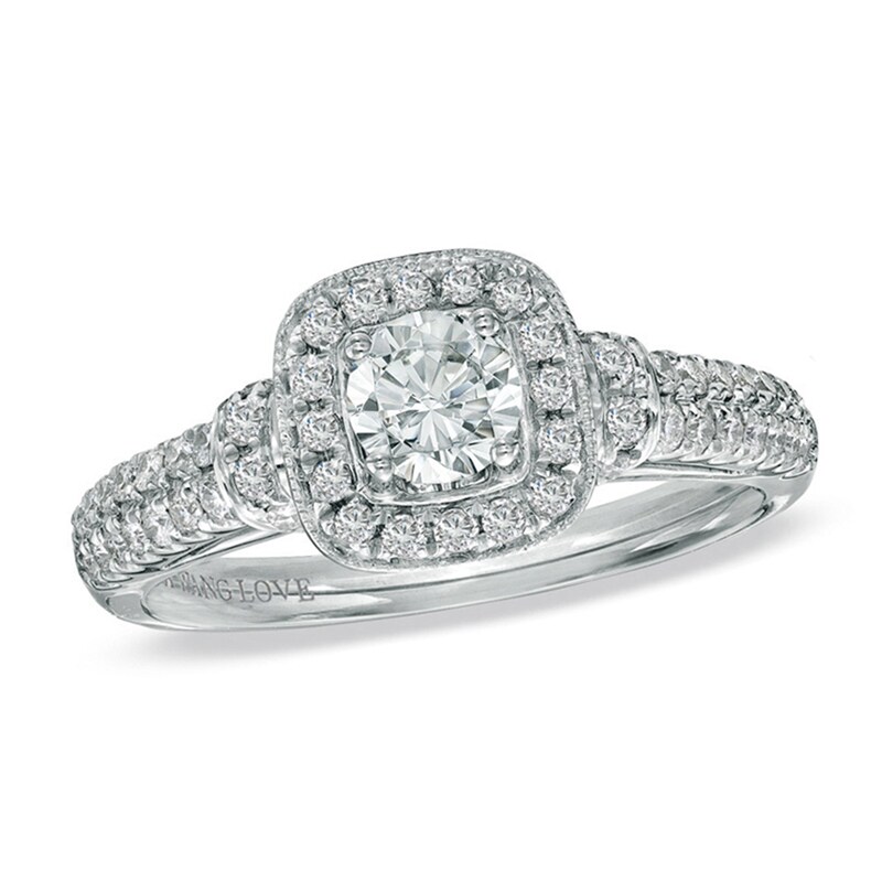 Main Image 1 of Previously Owned - Vera Wang Love Collection 3/4 CT. T.W. Diamond Frame Engagement Ring in 14K White Gold