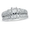 Thumbnail Image 1 of Previously Owned - Vera Wang Love Collection 2 CT. T.W. Princess-Cut Diamond Three Stone Bridal Set in 14K White Gold