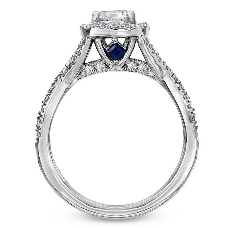 Main Image 2 of Previously Owned - Vera Wang Love Collection 1-1/3 CT. T.W. Cushion-Cut Diamond Twist Engagement Ring in 14K White Gold