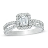 Thumbnail Image 1 of Previously Owned - Vera Wang Love Collection 1 CT. T.W. Emerald-Cut Diamond Split Shank Ring in 14K White Gold