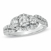 Thumbnail Image 1 of Previously Owned - 1-1/2 CT. T.W. Diamond Three Stone Frame Ring in Platinaire®