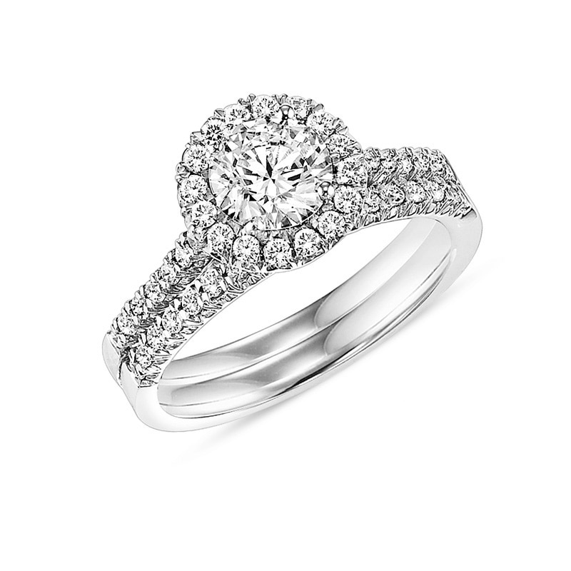 Main Image 1 of Previously Owned - 1-1/6 CT. T.W. Diamond Frame Bridal Set in 14K White Gold