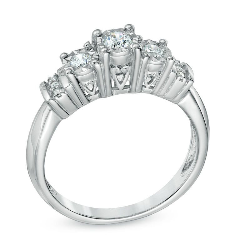 Previously Owned - 1/4 CT. T.W. Diamond Three Stone Engagement Ring in 10K White Gold