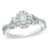 Thumbnail Image 1 of Previously Owned - Vera Wang Love Collection 3/4 CT. T.W. Oval Diamond Frame Engagement Ring in 14K White Gold