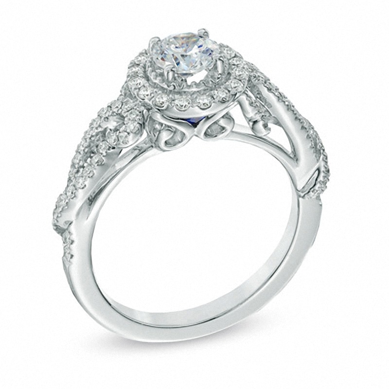 Previously Owned - Vera Wang Love Collection 7/8 CT. T.W. Diamond Vintage-Style Engagement Ring in 14K White Gold