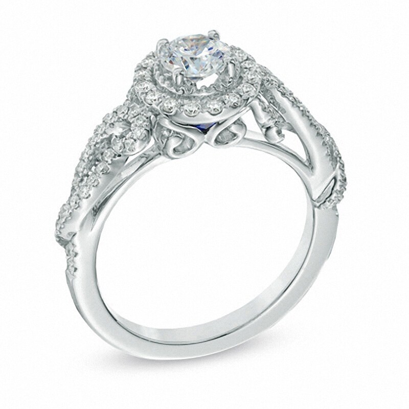 Main Image 2 of Previously Owned - Vera Wang Love Collection 7/8 CT. T.W. Diamond Vintage-Style Engagement Ring in 14K White Gold